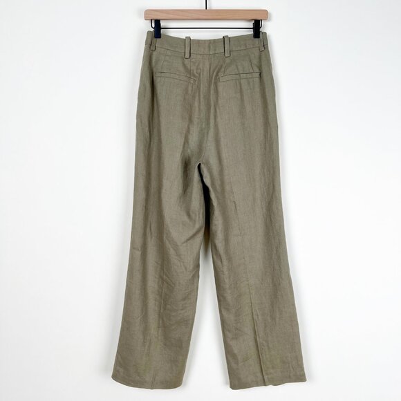 Oak + Fort 100% Linen Straight Wide Leg Trouser Pants Effortless Quiet Luxury - Picture 9 of 11